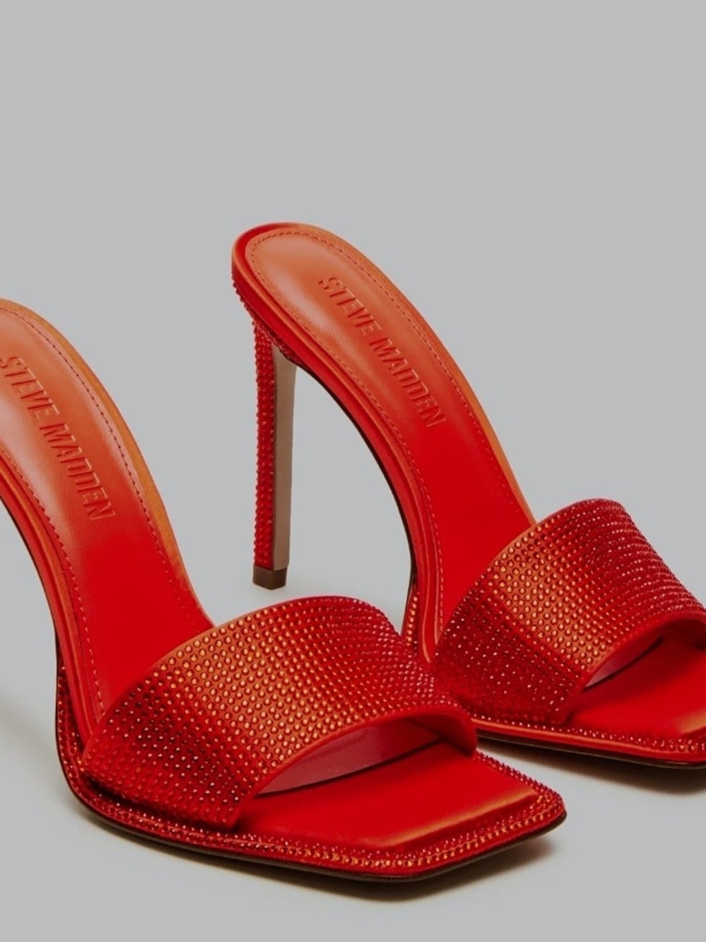 Steve Madden Red Crystal-Embellished Slide Heel